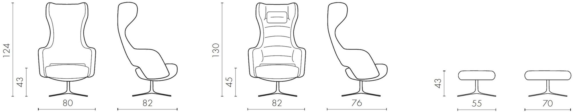 Sinetica Вращающееся кресло из ткани с 4 спицами и подлокотниками Captain sun-id-1437901 - Вид №5