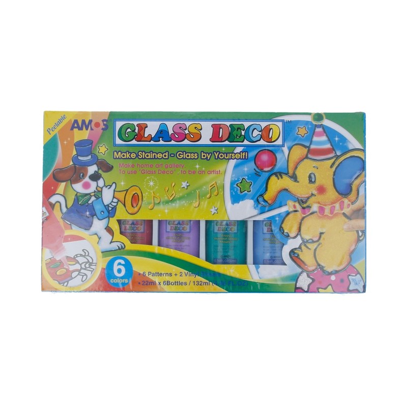 18692 Набор витражных красок "Весёлый слоник" 6 цветов, по 22 мл. 12/48 AMOS 