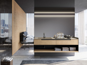 Подвесной туалетный столик с выдвижными ящиками и зеркалом