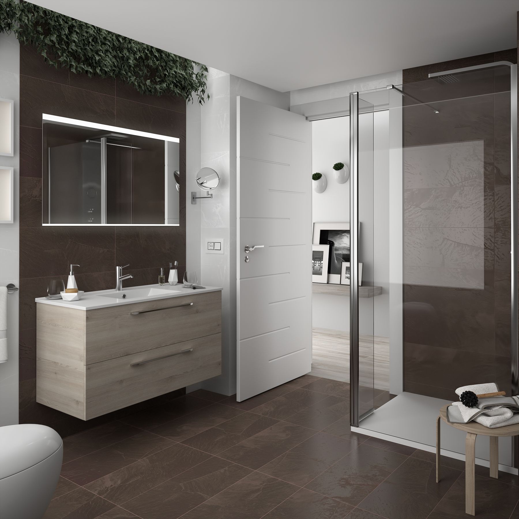 23279 SALGAR Мебель для умывальника FUSSION CHROME 1000 2 ящика NATURAL 997 x 540 x 450 мм Естественный