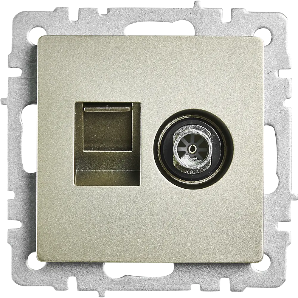 Розетка TV двойная встраиваемая IEK Brite цвет шампань 87761638