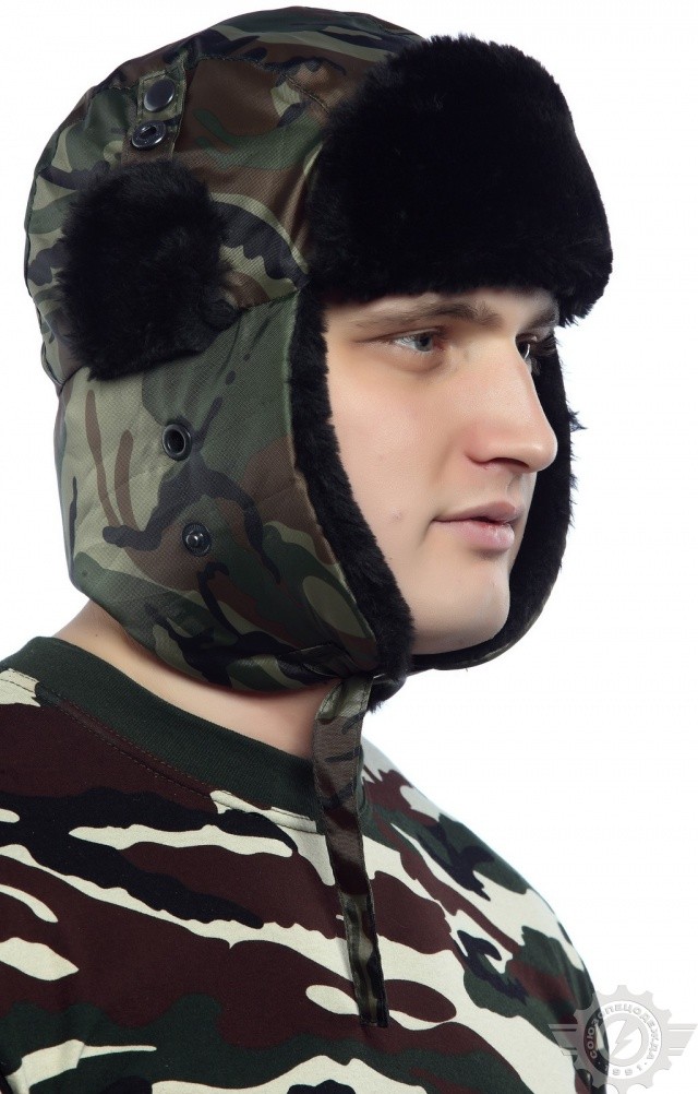 61511 Шапка-ушанка камуфляж зеленая  Камуфляжная форма  размер 59 Спецодежда  - Вид №5