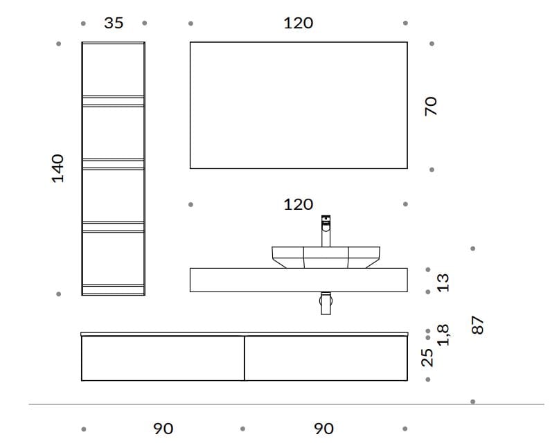 Подвесной шкаф для умывальника с выдвижными ящиками Gruppo Geromin Change ARCH-00058245 - Вид №2