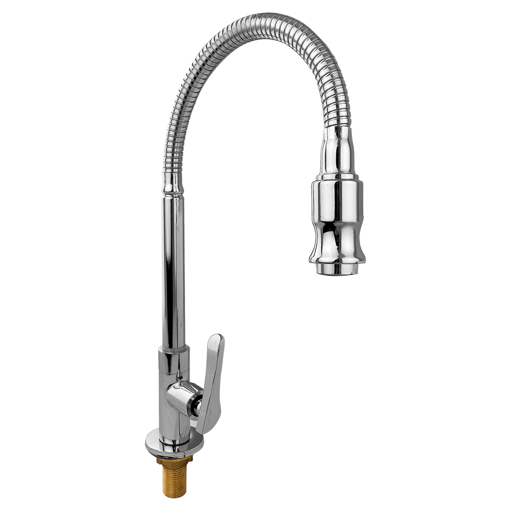 GFmark - Кран на одну воду м/к, гибкий излив, корпус 100% ЛАТУНЬ, код: 8601 