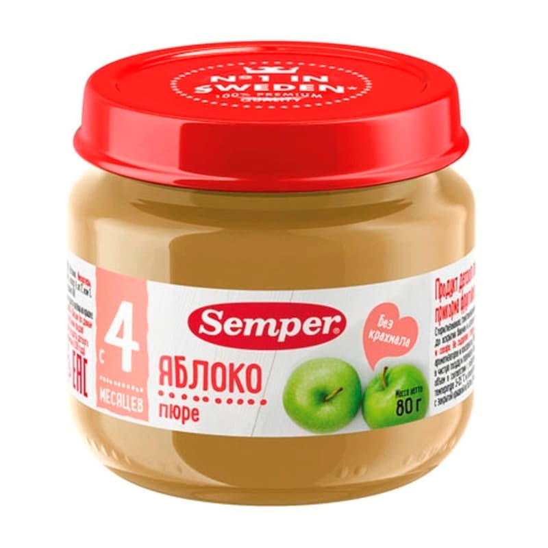 Пюре Яблоко с 4 месяцев Semper 80 г Santreyd 15728