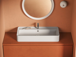 Керамическая столешница прямоугольная раковина