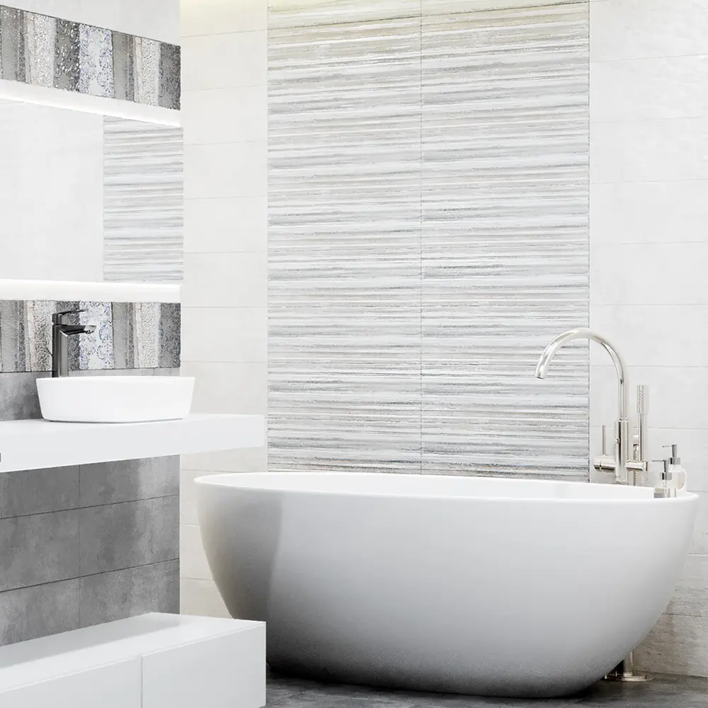 Настенная плитка Culto Темари 60x20 см 1.2 м² цвет серые полоски Фория STLM-2119728