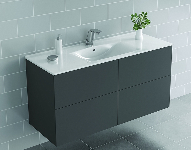 9751621111 IDO Elegant напольный шкаф для мебельной раковины с четырьмя ящиками, W = 1200 мм, белый - Вид №3