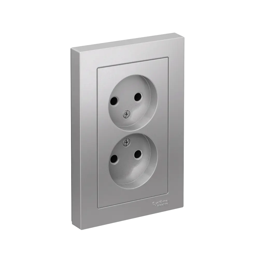 Розетка двойная встраиваемая Systeme Electric AtlasDesign без заземления цвет алюминий 89457343 STLM-2133543 - Вид №6
