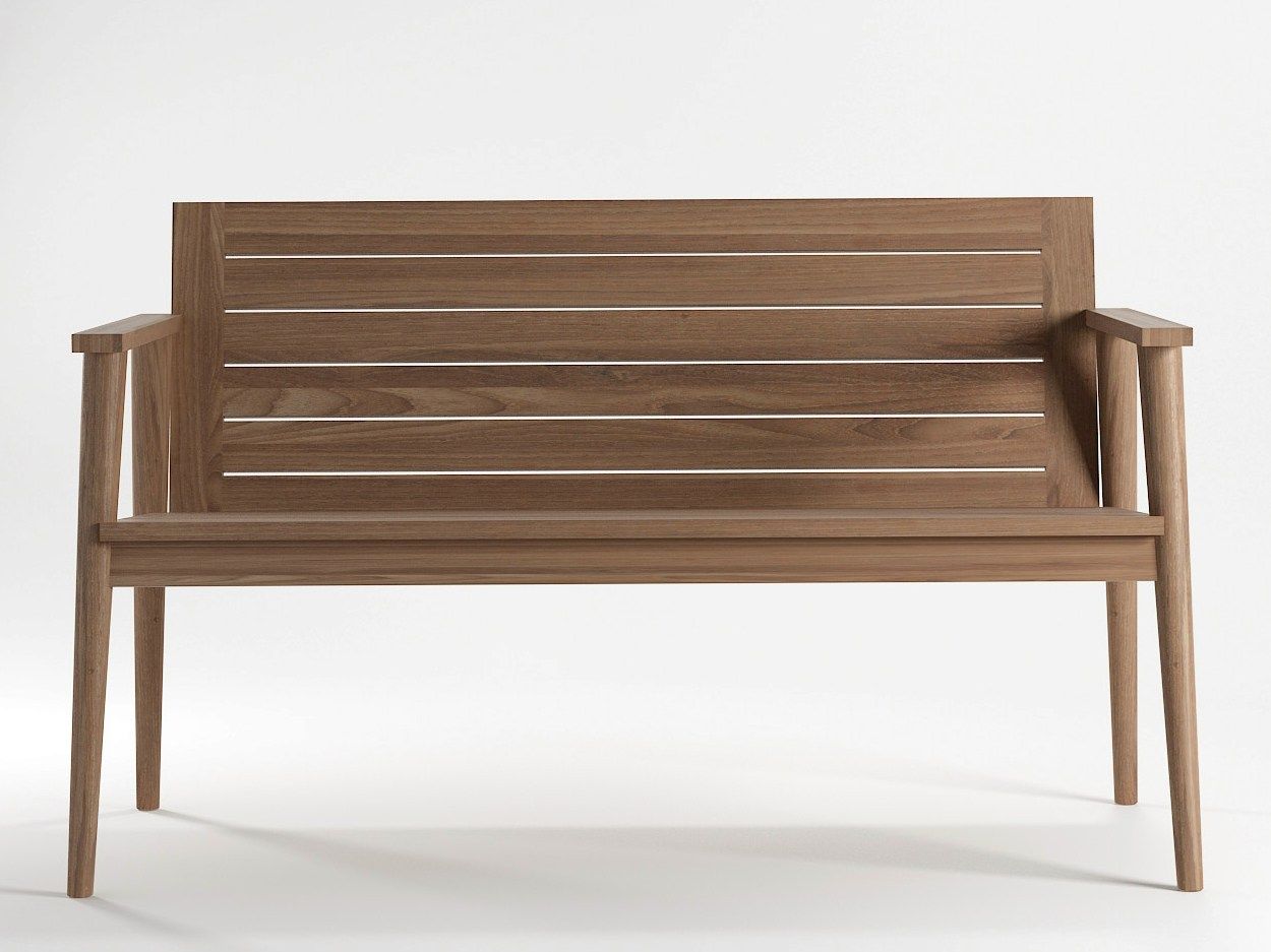 Садовая скамейка из тикового дерева с подлокотниками KARPENTER Vintage Outdoor ARCH-00089422