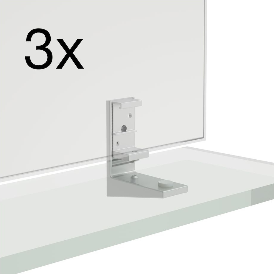 H4907189004501 Монтажный комплект для установки стеклянных полочек на зеркала Frame 25, 3 шт, Алюминий LAUFEN PRO