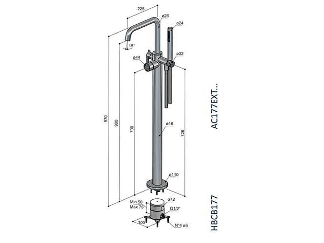 Смеситель для ванны из латуни Hotbath Ace ARCH-00099927 - Вид №4
