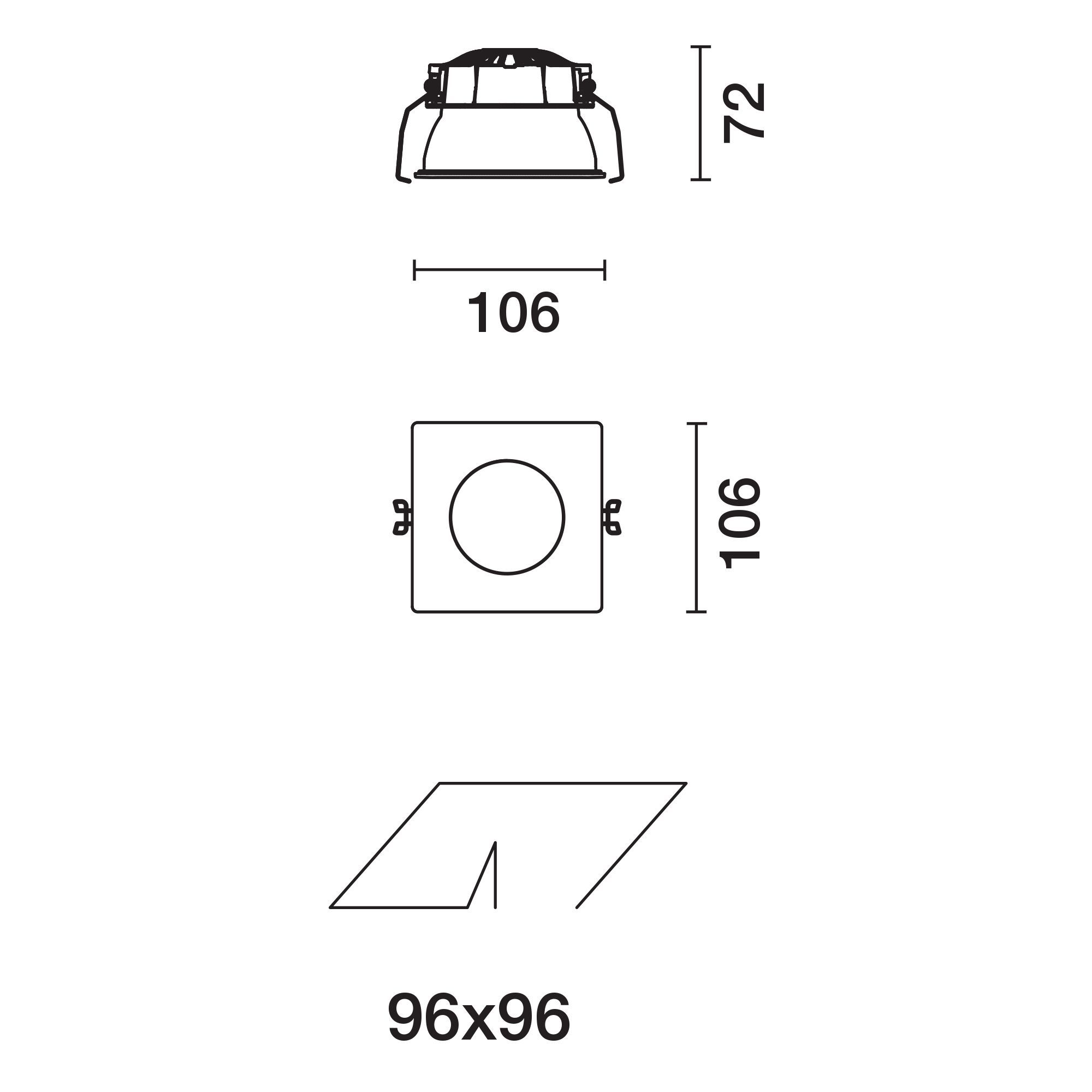 Заливка формы алюминия утопленный квадратный прожектор для столешницы iGuzzini Easy Space ARCH-00040639 - Вид №2