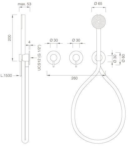 Ceadesign Настенный комплект из 2 смесителей для ванны / душа с ручным душем Gastone Gas 25 y - Вид №1