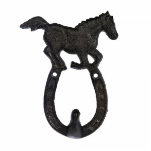 Крючок настенный черный 14 см "Подкова с конем" BLUMEN HAUS ЛОШАДИ, ЖИВОТНЫЕ 00-3971618 Черный