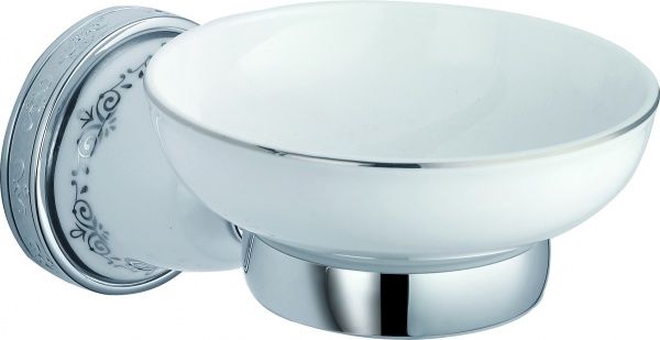H9750/15CR Sanibano Kleo, настенная керамическая мыльница, цвет хром - белая керамика 