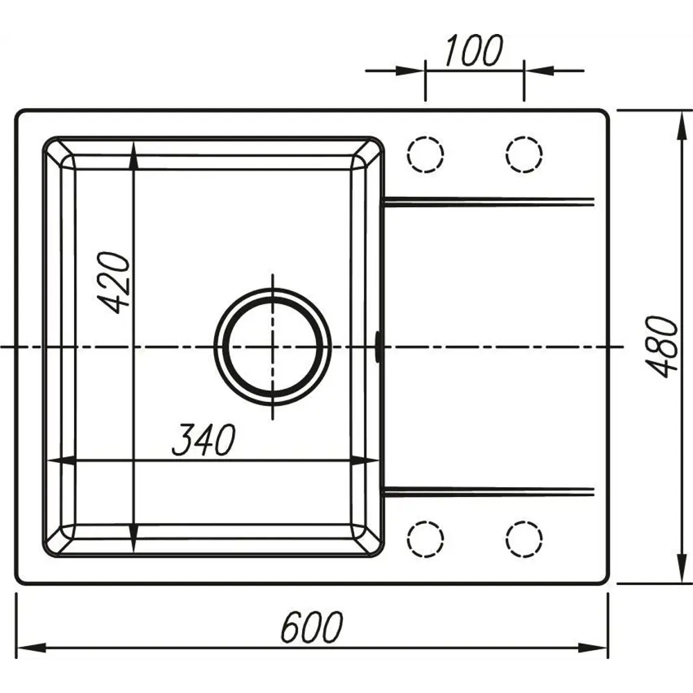 Кухонная мойка DELINIA с крылом 60x48 см из кварцевого композита 87812863 STLM-0075814 - Вид №6