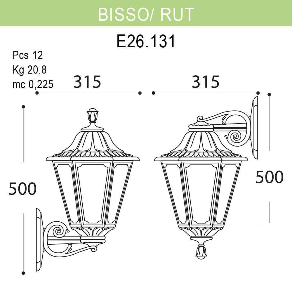 Уличный настенный светильник Fumagalli Bisso/Rut E26.131.000.AYF1R FUMAGALLI ПОД СТАРИНУ, ФОНАРЬ 271795 Черный  - Вид №1