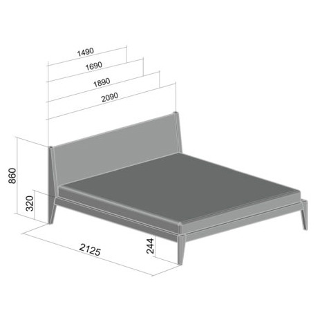 Кровать полутораспальная 140х200 см серая с решеткой Fly BRAGIN DESIGN REPLACE 00-3862358 Серый  - Вид №1