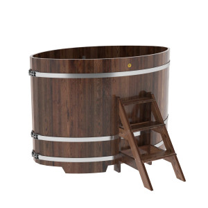 1181 Купель овальная из лиственницы 1,08х1,75х1,2 морёная премиум Alyarus