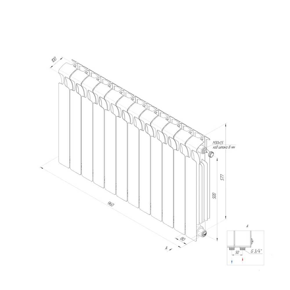 RIFAR Monolit 500 - биметаллический радиатор с монолитной конструкцией 18722925 STLM-0012197 - Вид №9