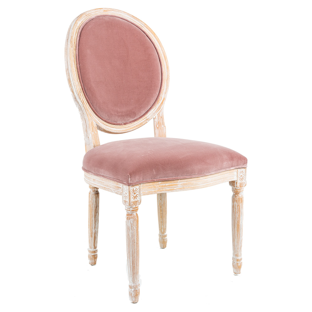 3113001 Стул «Луи / Пудровый розовый» (бархат, белый жемчуг) Object Desire  - Вид №1