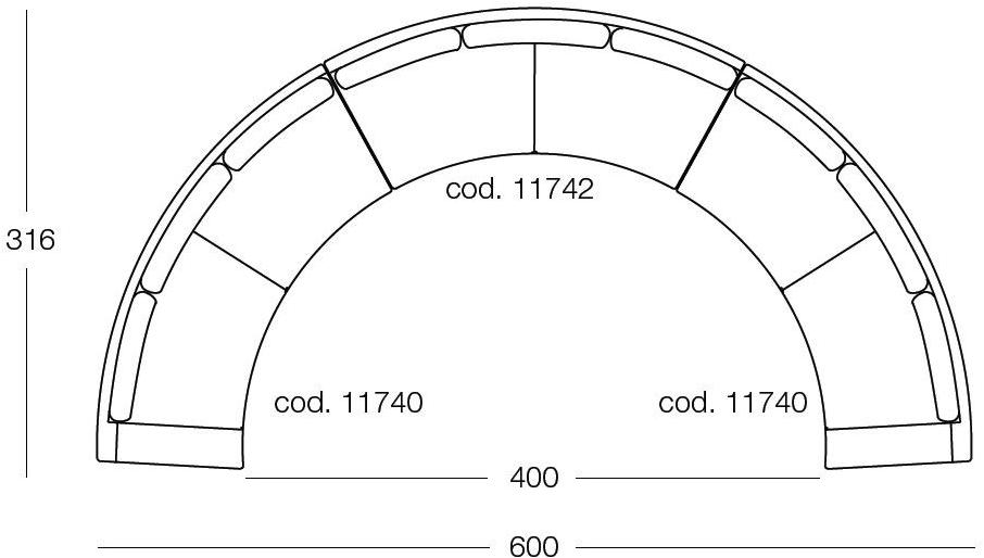 arflex Изогнутый диван из ткани sun-id-1362624 - Вид №7