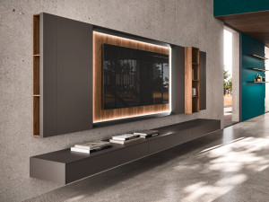 Алюминиевый и деревянный шкаф для телевизора
