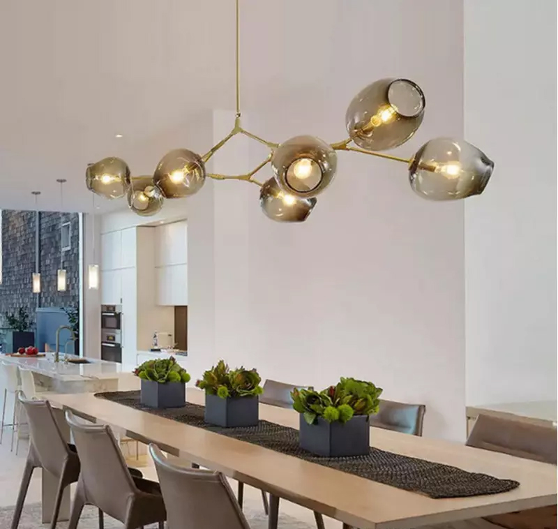 Светильник подвесной на 8 ламп 42х168 см дымчатый Bubble KG0579P-8 brass DELIGHT COLLECTION ДИЗАЙНЕРСКИЕ 00-3883063 Прозрачный;серый  - Вид №3