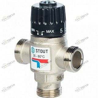 Термостатический смесительный клапан 1" STOUT НР 35-60°С 1,6 KV SVM0020166025
