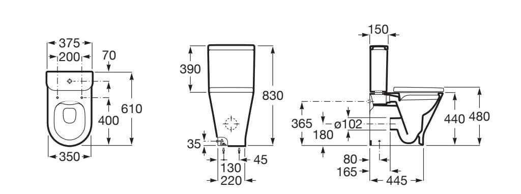 Фарфоровый туалет без бриды Roca The Gap ARCH-00022531 - Вид №6