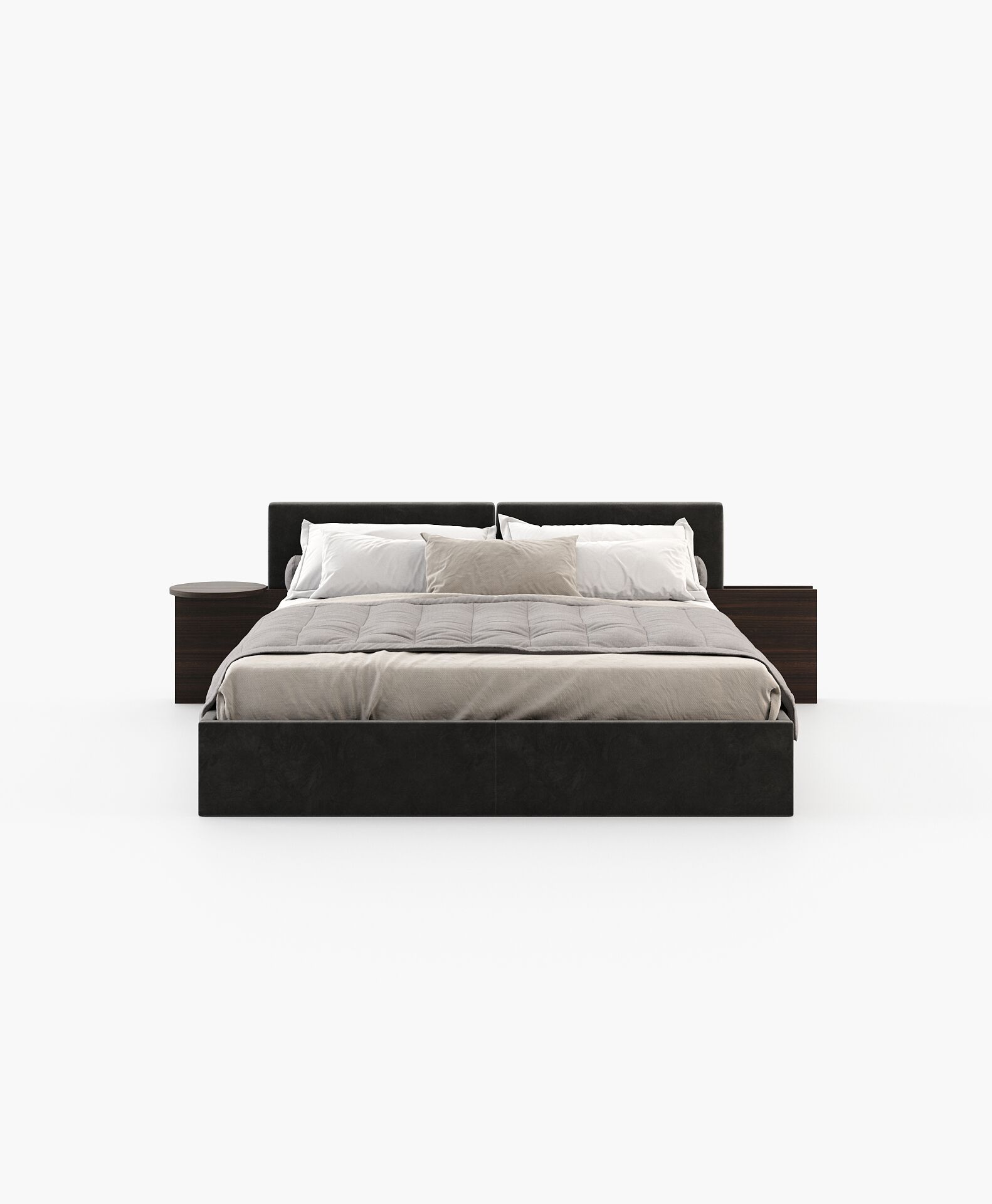 Двуспальная кровать из ткани с мягким изголовьем и встроенными тумбочками Laskasas Origin ARCH-00106710 - Вид №13