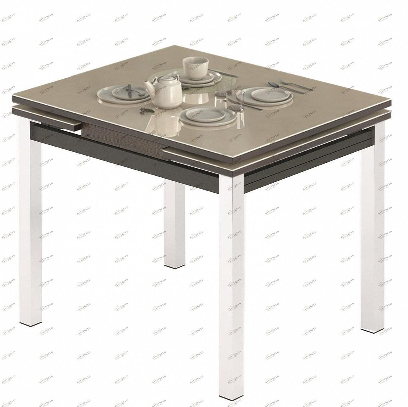 Обеденный стол раздвижной с коричневым стеклом венге Leset "Париж 1Р" IMPEX  00-3967140 Венге 