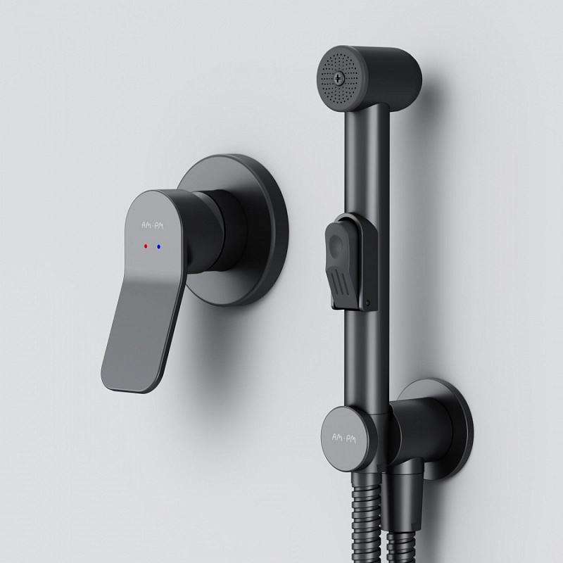 F40H85A22 гигиенический набор для скрытого монтажа со смесителем для душа черный шт. AM.PM X-Joy  - Вид №2