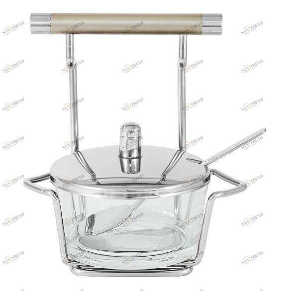 Ваза стальная с ложкой для сахара серебряная "Перле" REGENT ПЕРЛЕ 00-3946589 Серебро 