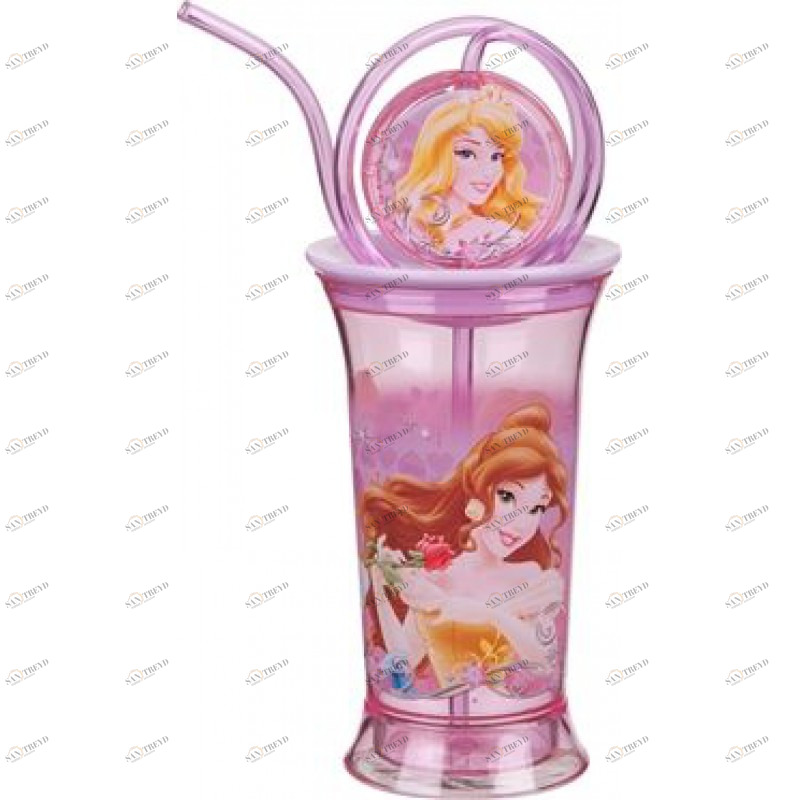 Стакан с крышкой и соломинкой №2 "Принцессы", 350 мл STOR ПРИНЦЕССЫ 335998 Розовый Santreyd 