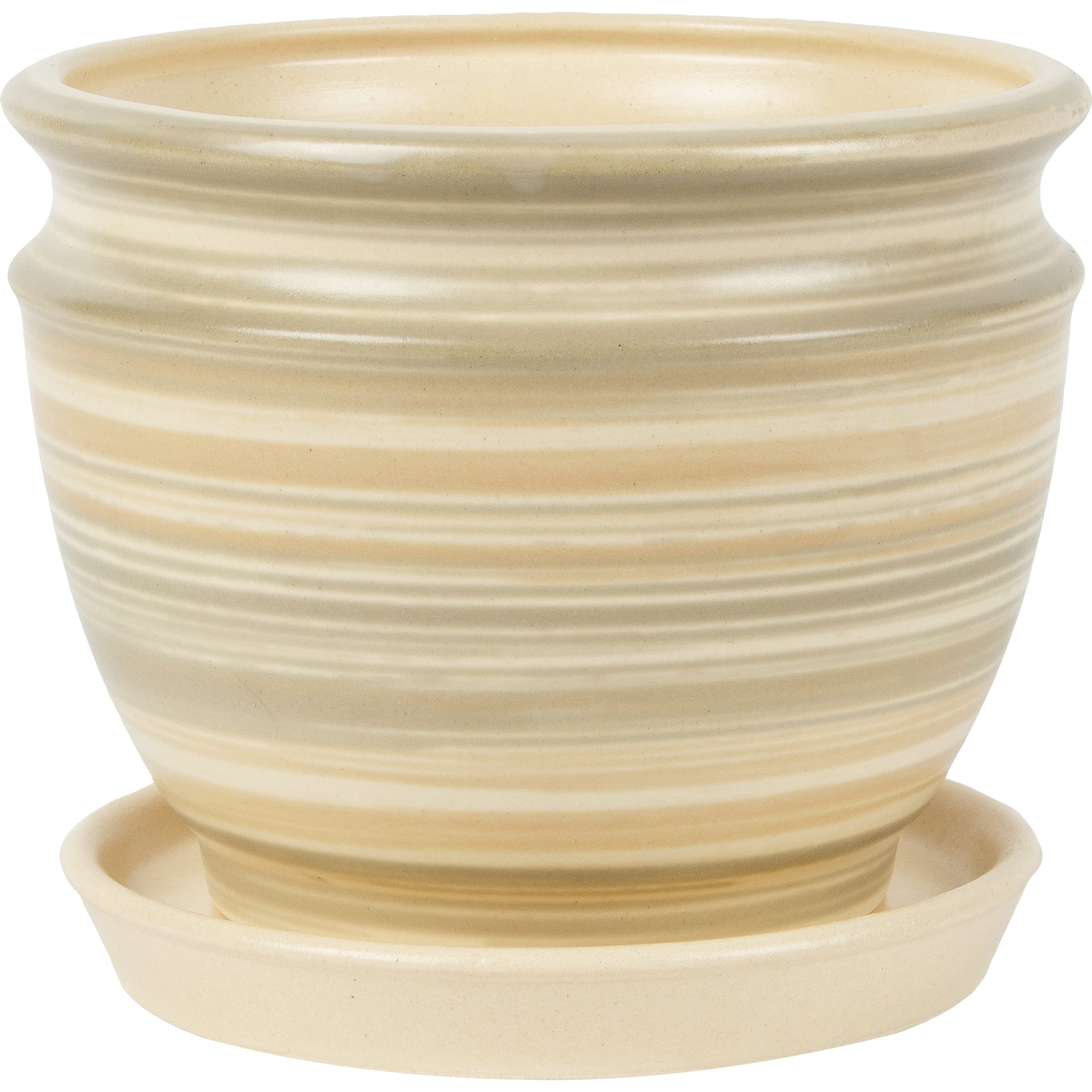 16141617 Горшок цветочный ø13.1 h10.9 см v0.8 л керамика бежевый/серый Уют Santreyd