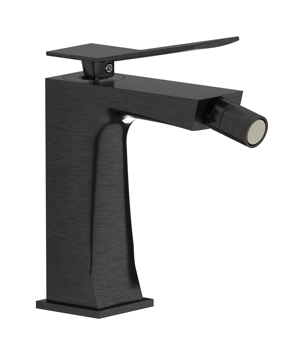 Смеситель для биде на 1 отверстие в комплекте с донным клапаном. WE ARE IB wa399ii Brushed Black Chrome Wave