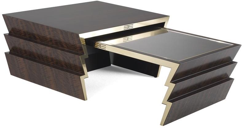 ETRO Home Interiors Прямоугольный журнальный столик из дерева и стекла для гостиной Ziggy E.zig.231.b - Вид №4