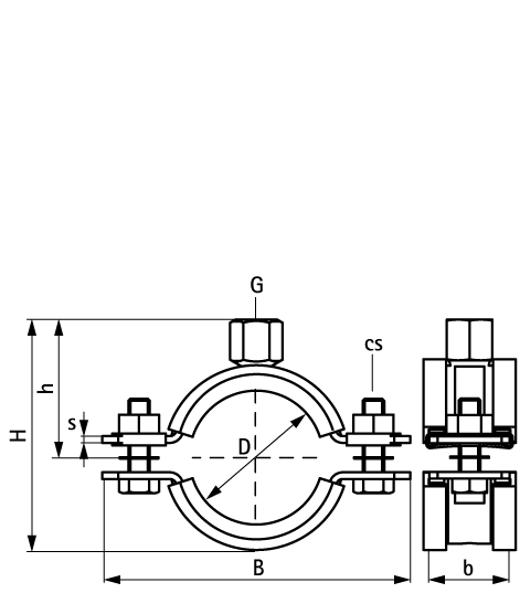 33168213 BIS Хомуты для высоких нагрузок с вкладышем EPDM HD1501 (M16) (BUP1000) для всех видов труб walraven  - Вид №1