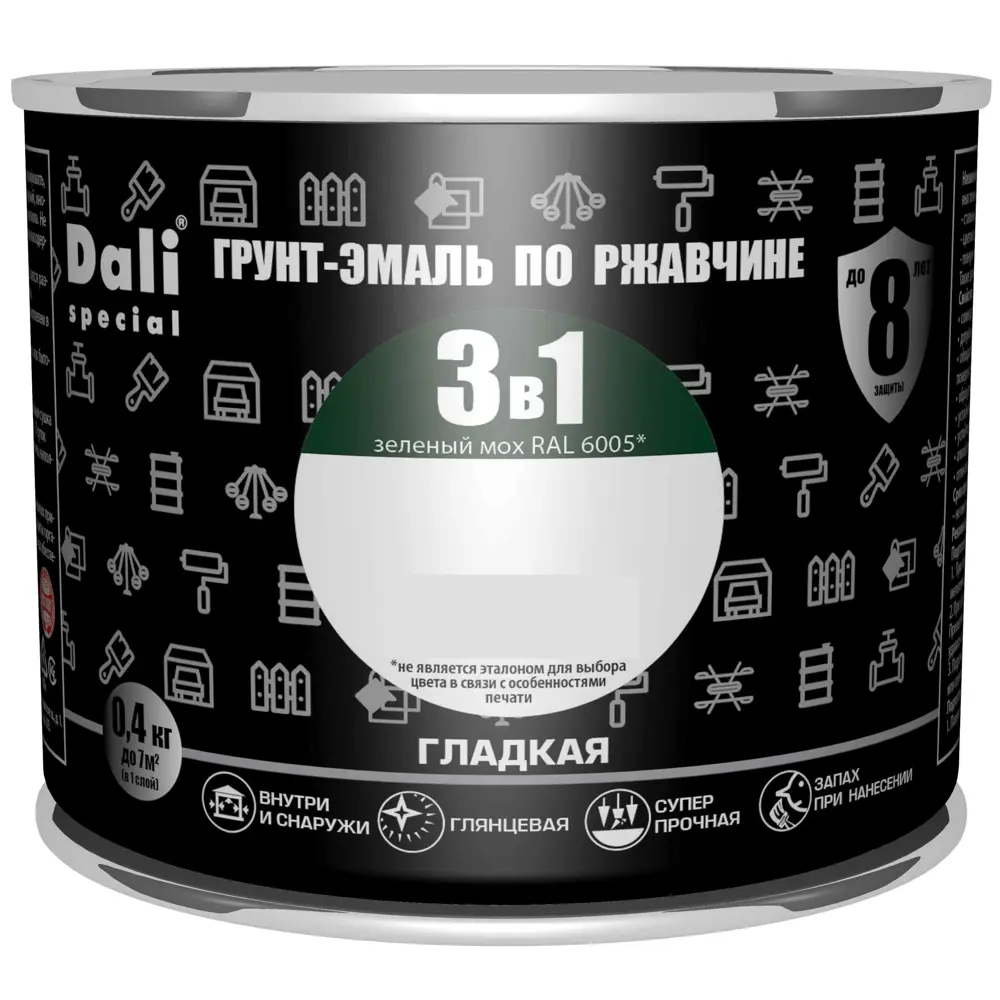 Грунт-эмаль Dali 3 в 1 Зелёный мох - защита металла от коррозии 83372407 STLM-0040592 - Вид №1