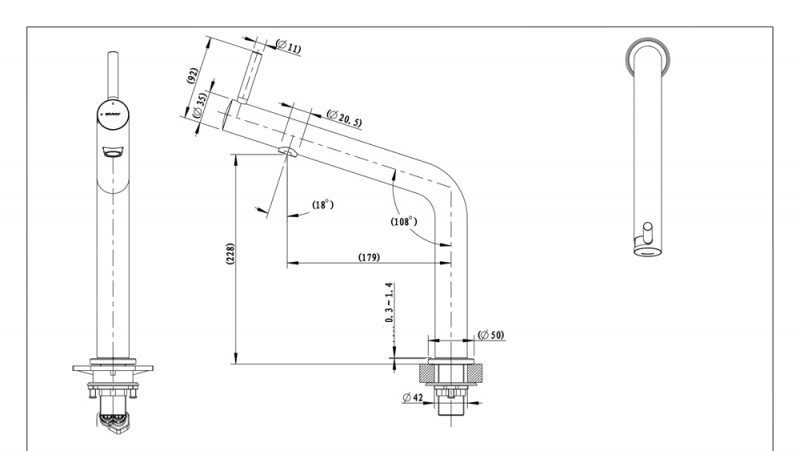 Смеситель для кухни Ozen F7354388CP-ENG bravat  - Вид №1