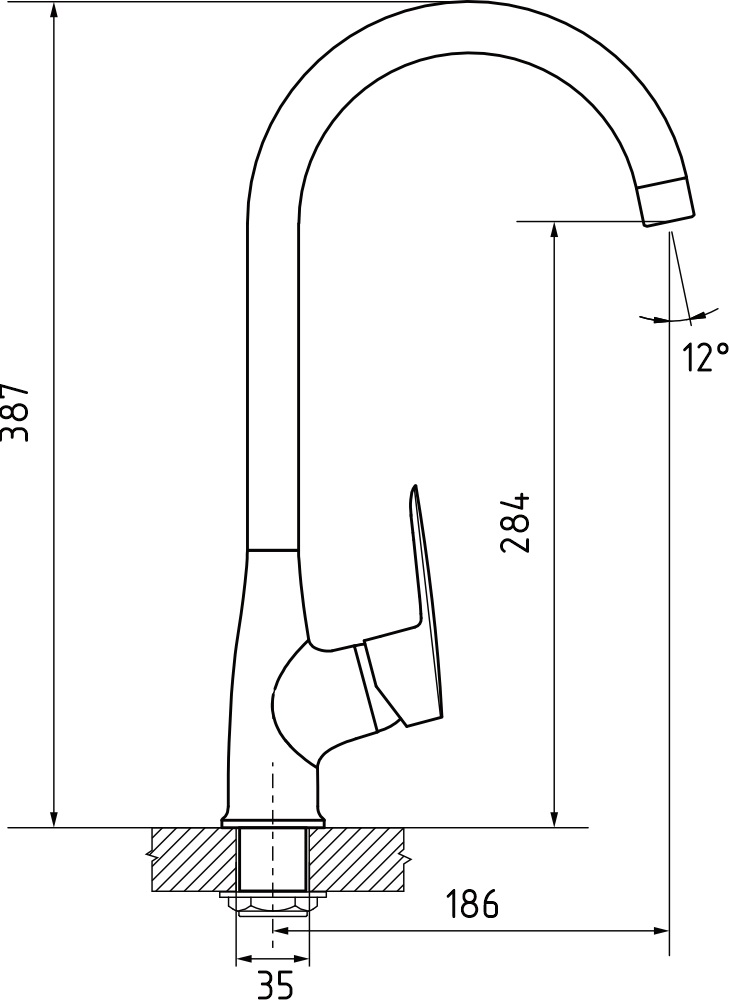 Кухонный смеситель 3424 хром GranFest  - Вид №1