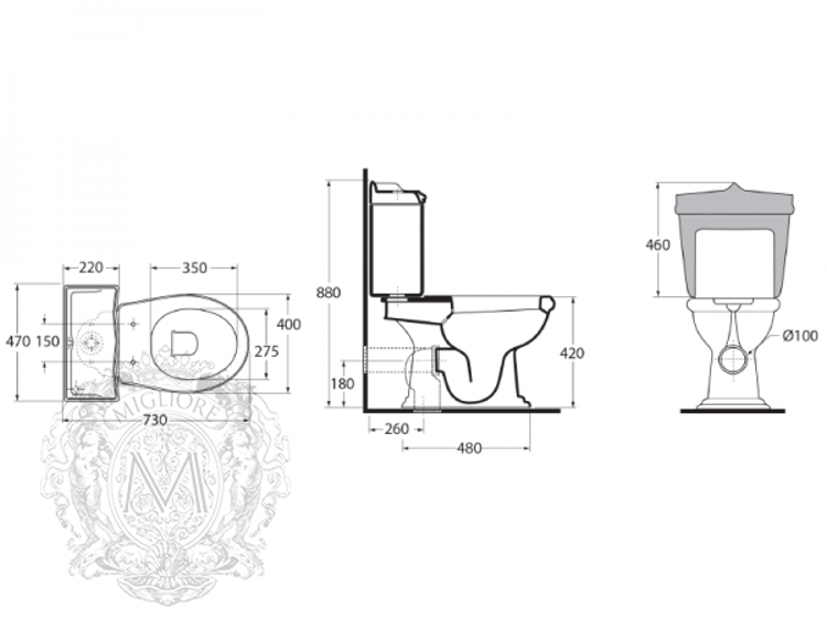 ML.IMP-25.301.BI/ML.IMP-25.308.BI/ML.OLV-29.012/ML.OLV-29.015/27192 Напольный унитаз Migliore Impero - Вид №6