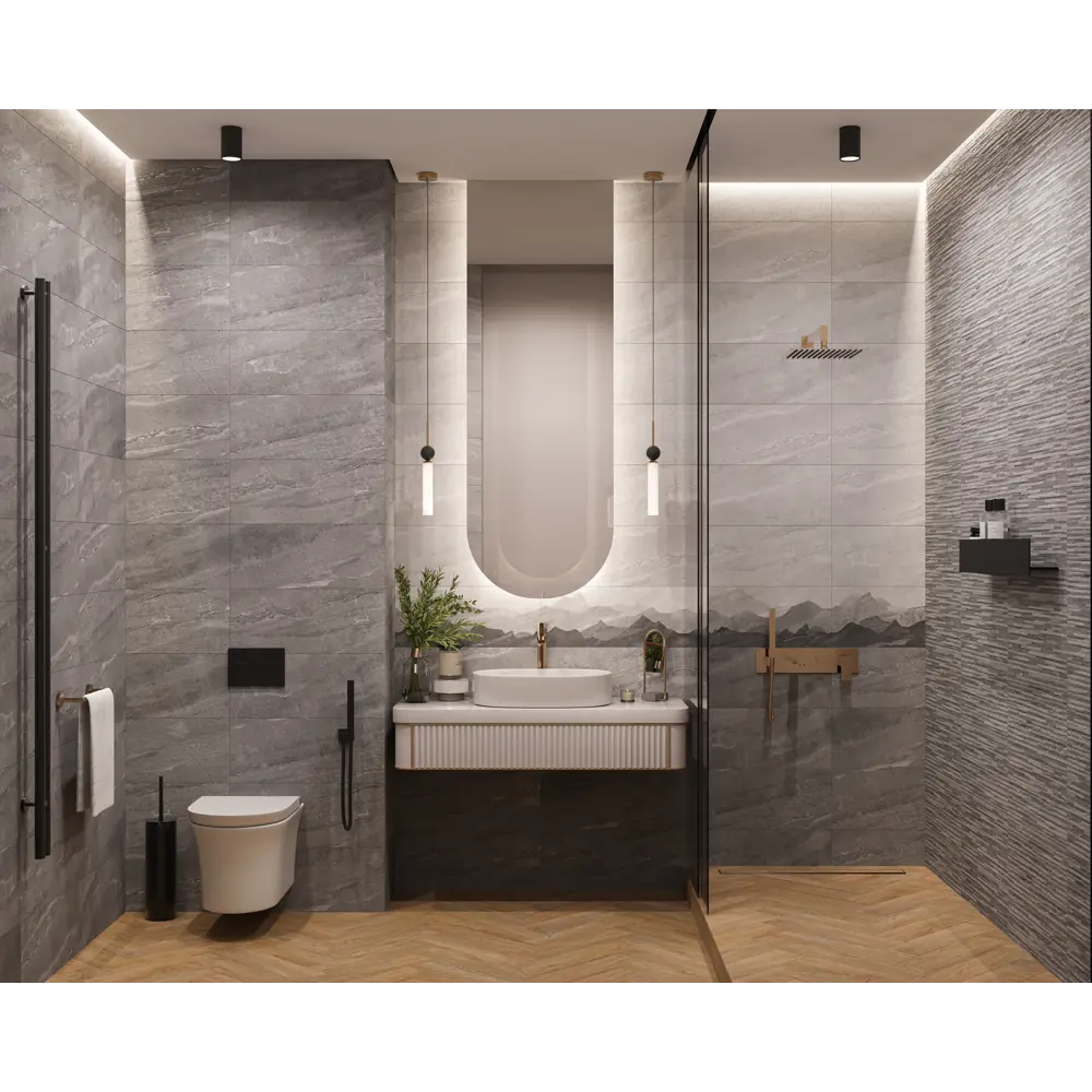 Настенная плитка Gracia Ceramica Fog с сахарным эффектом, темно-серый 89231598 STLM-0947076 - Вид №4