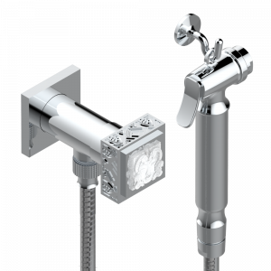 A2T-5840/8 Душ гигиенический: вентиль, 1.25 м шланг, крючок, вывод для душа и лейка с клапаном (возможны только следующие покрытия A02, B01,C01, D03, E02, F01, G01,G02) Thg-paris Masque de Femme, métal gravé Хром