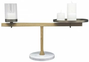 Driade Канделябры из белого каррарского мрамора, дуба и латуни  Db220b7019c65