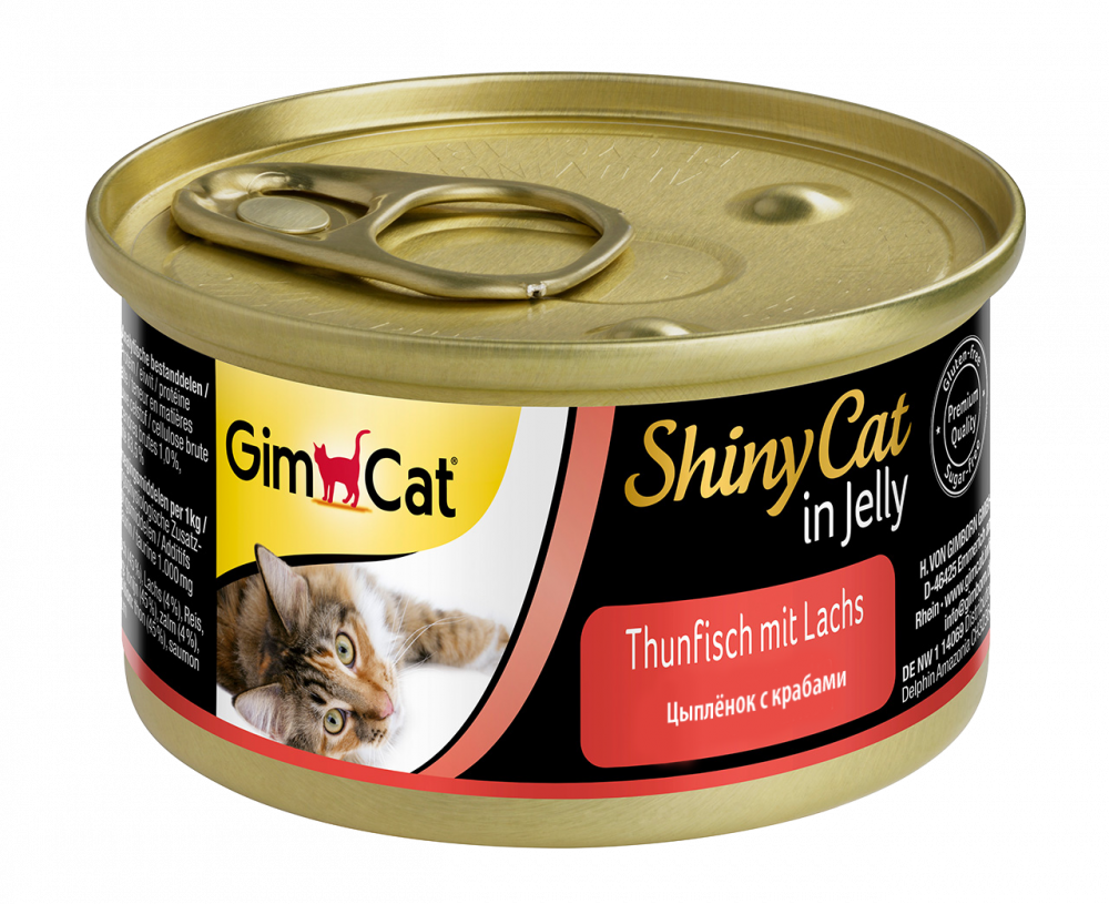 ПР0030888*24 Корм для кошек GimCat Shiny Cat, Цыпленок, крабы конс.70г (упаковка - 24 шт) GIMBORN 