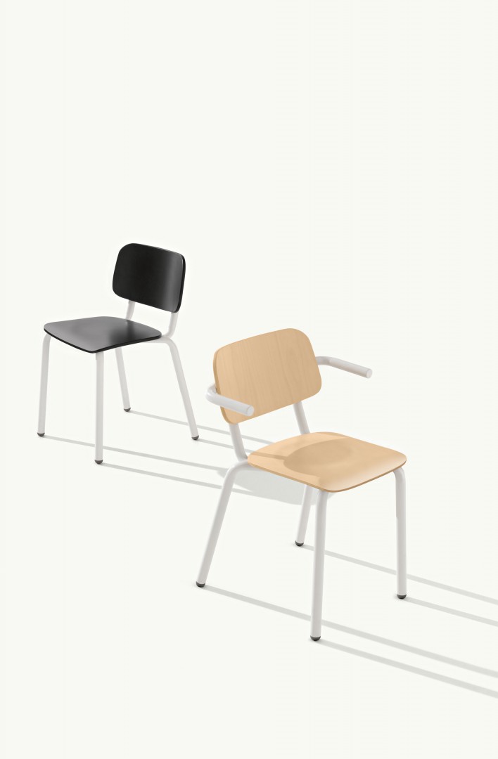 Hull 627 Стул со стальным каркасом на 4 ножках. Сиденье и спинка из бука (тисненая отделка). Et al. Hull - Вид №4