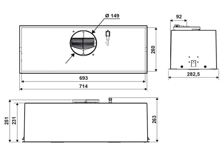 9012295 Вытяжка полновстраиваемая Jetair PLANE GR/F/72 серебристый STDN-0128857 - Вид №1